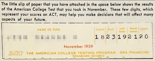 1959 ACT
					 score